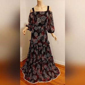 OMOL Maxi lace ruffle Gown off shoulder